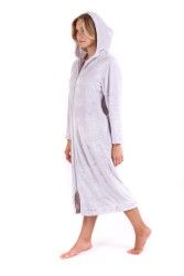 SIENA dlouhý župan s kapucí a zipem, Světle šedá, vel. S, galerie